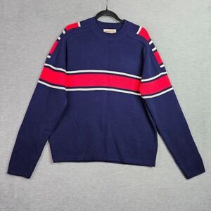 Vintage 90s Mervyns Unisex adult Size XL Striped Crewneck Sweater Navy Red